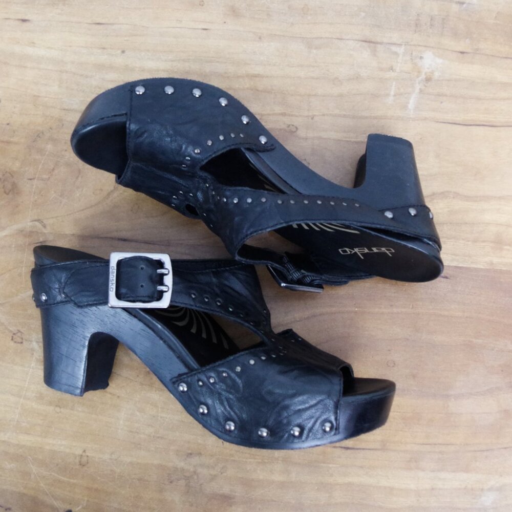 Dansko Ripley Studded Black Leather Mule Clogs EU 37 - Picture 5 of 8